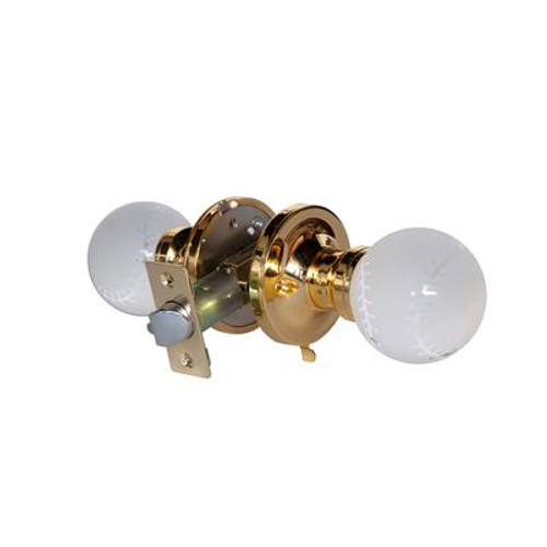 Baseball Brass Privacy LED Door Knob