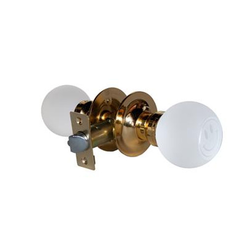 Smiley Face Brass Passive LED Door Knob