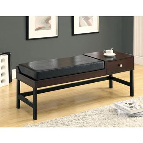 Bench - 48''L / Dark Brown Leather-Look / Cappuccino Wood