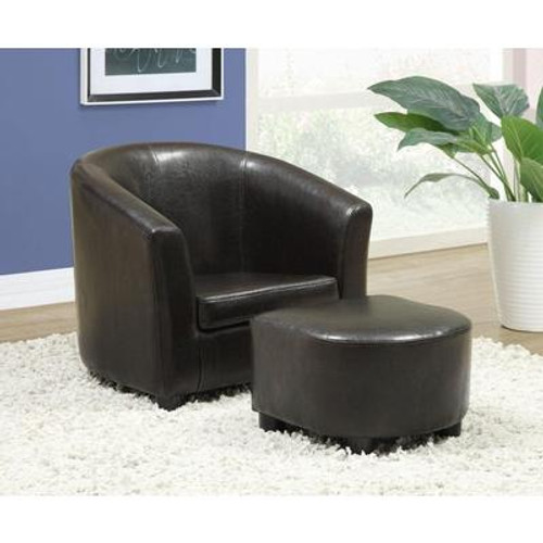 Juvenile Chair - 2 Pcs Set / Dark Brown Leather-Look