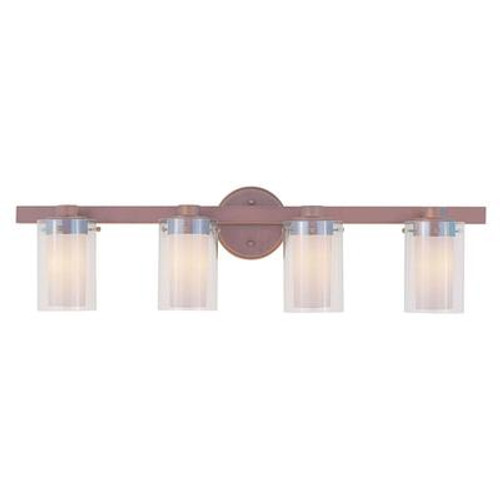 Providence 4 Light Bronze Incandescent Bath Vanity with Clear Outside and Opal Inside Glass