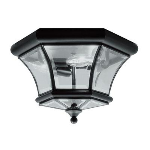 Providence 3 Light Black Incandescent Semi Flush Mount with Clear Beveled Glass