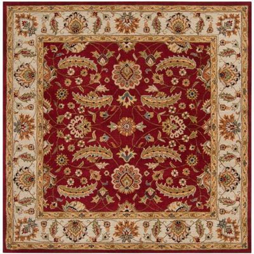 Brisbane Red Wool Square  - 4 Ft. Area Rug