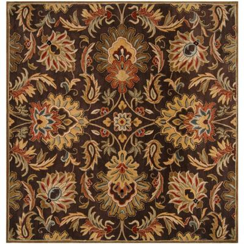 Calabasas Chocolate Wool Square  - 6 Ft. Area Rug