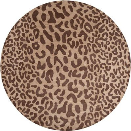 Alhambra Tan Wool Area Rug - 6 Feet Round