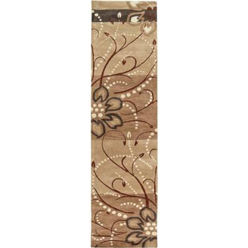 Amador Tan Wool 3 Feet x 12 Feet Area Rug