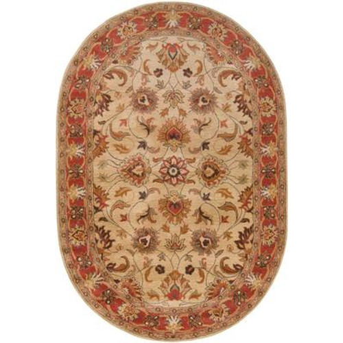 Belmont Beige Wool Oval  - 8 Ft. x 10 Ft. Area Rug