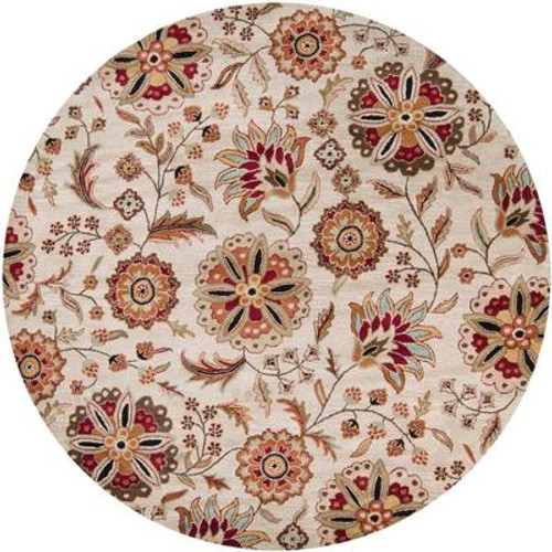 Antioch Ivory Wool 8 Ft. Round Area Rug