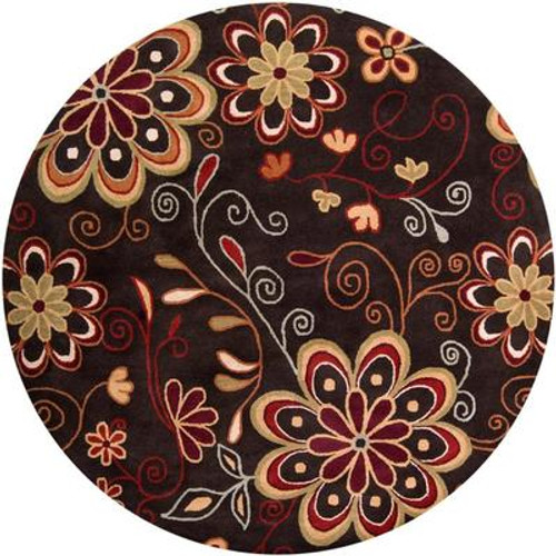 Arcadia Chocolate Wool Area Rug - 8 Feet Round