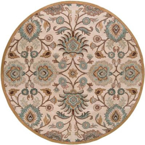 Brentwood Beige Wool Round  - 6 Ft. Area Rug