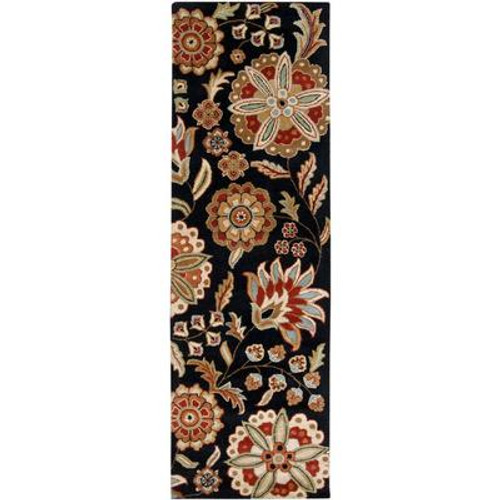 Anderson Black Wool 3 Feet x 12 Feet Area Rug