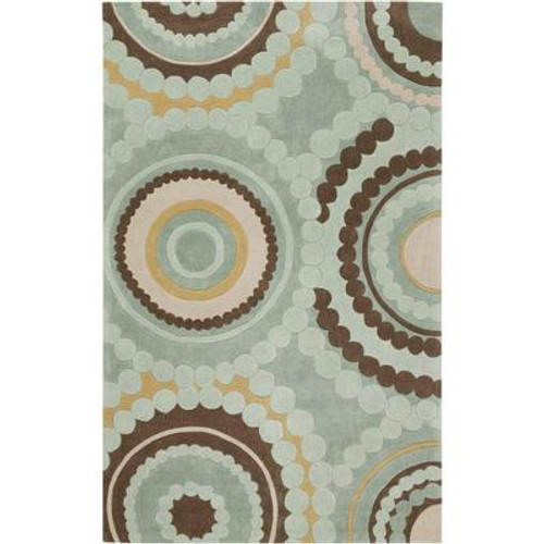 Magalas Seafoam Polyester 5 Ft. x 8 Ft. Area Rug