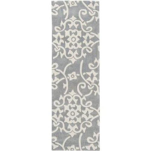 Haisnes Silver Gray Polyester Runner - 2 Ft. 6 In. x 8 Ft. Area Rug