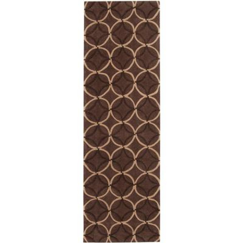 Jarze Brown Polyester 2 Feet 6 Inch x 8 Feet Runner