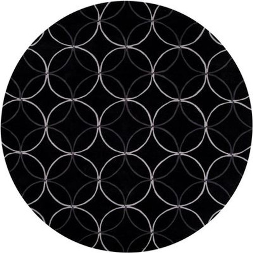 Killem Black Polyester 8 Feet Round Area Rug