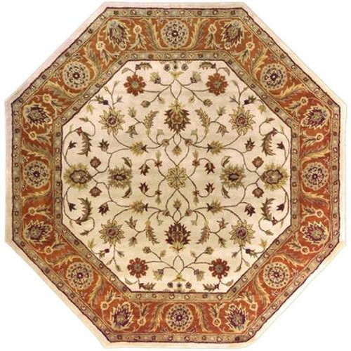 Paimpont Golden Beige Wool Octagon  - 8 Ft. Area Rug