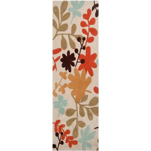 Nailly Ivory Polyester Runner - 2 Ft. 6 In. x 8 Ft. Area Rug