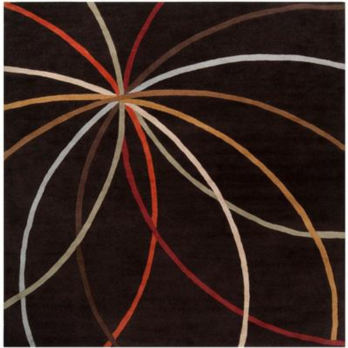 Sadirac Chocolate Wool Area Rug - 4 Feet Square