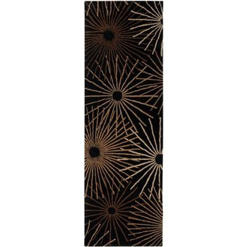 Rannee Black Wool Area Rug - 3 Feet x 12 Feet