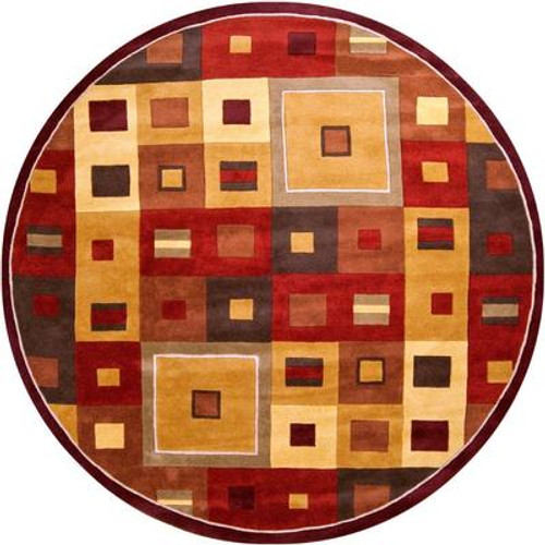 Ramatuelle Burgundy Wool Area Rug - 6 Feet Round