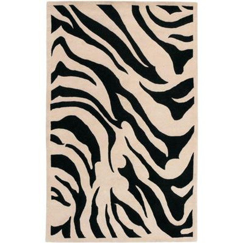 Talange Black New Zealand Wool 3 Feet 3 Inch x 5 Feet 3 Inch Area Rug