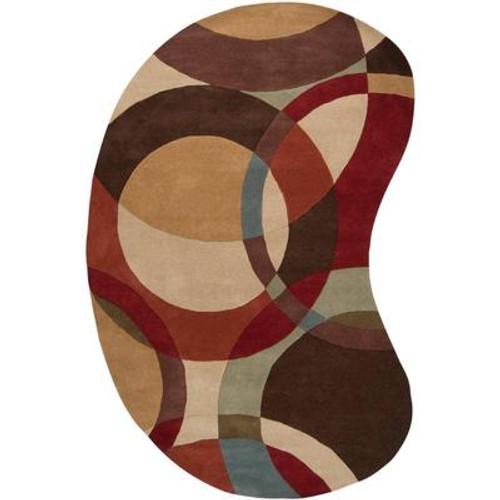 Sablet Chocolate Wool 6 Feet x 9 Feet Area Rug Kidney