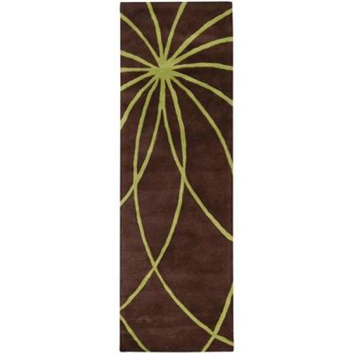 Randan Chocolate Wool 3 Feet x 12 Feet Area Rug