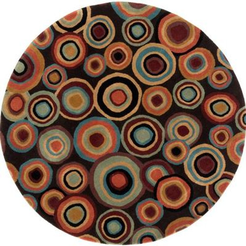 Panissieres Brown New Zealand Wool 3 Feet Round Area Rug