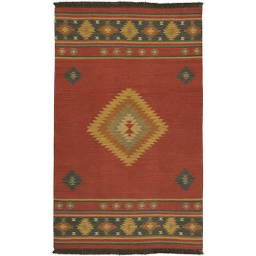 Vagney Red Clay Wool Area Rug - 3 Feet 6 Inches x 5 Feet 6 Inches