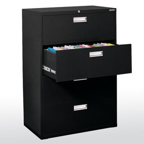 600 Series 4 Drawer Lateral File Black Color