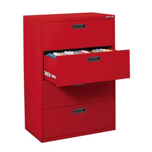 400 Series 4 Drawer Lateral File Red Color