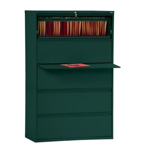 800 Series 5 Drawer Lateral File Forest Green Color