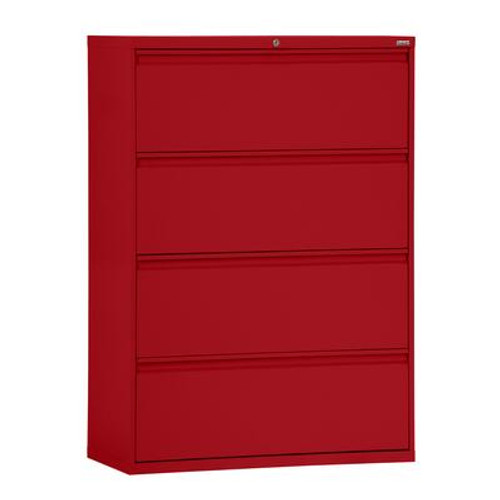 800 Series 4 Drawer Lateral File Red Color