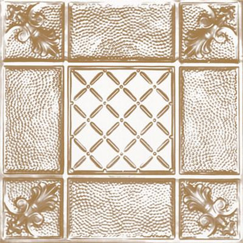 2 Feet x 4 Feet Brass Plated Steel Finish   Nail-Up Ceiling Tile Design Repeat Every 24 Inches