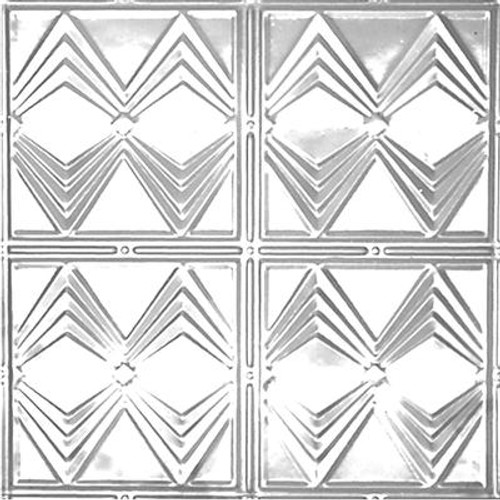 2 Feet x 4 Feet Chrome Plated Steel Finish   Nail-Up Ceiling Tile Design Repeat Every 12 Inches