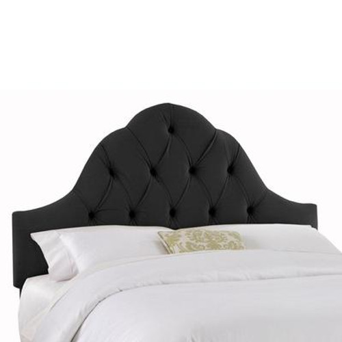Upholstered Full Headboard in Velvet Black