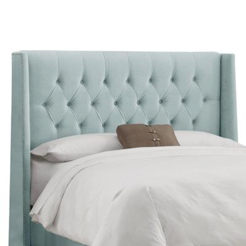 Upholstered Queen Headboard in Velvet Pool