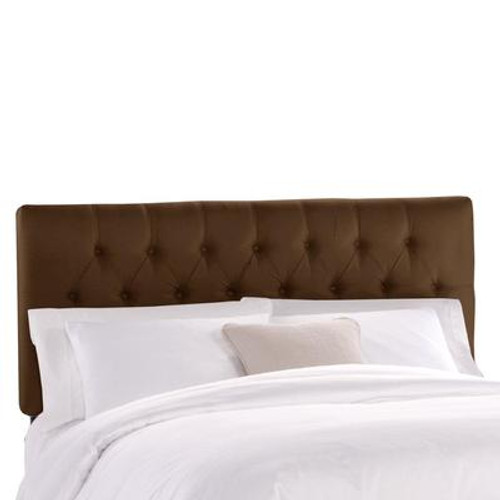 Queen Tufted Headboard in Shantung Chocolate