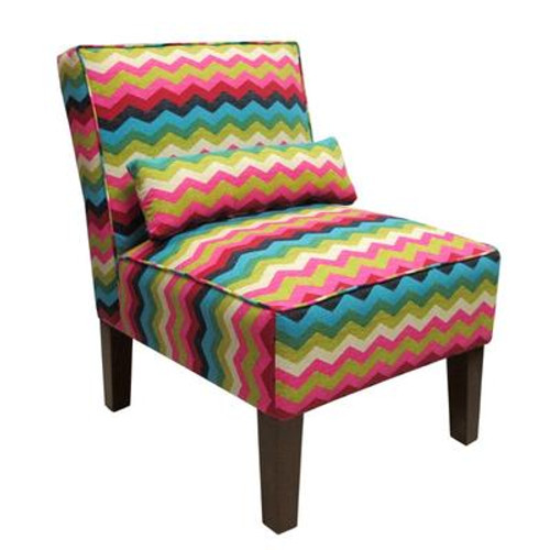 Upholstered Armless Chair in Panama Wave Desert Flower