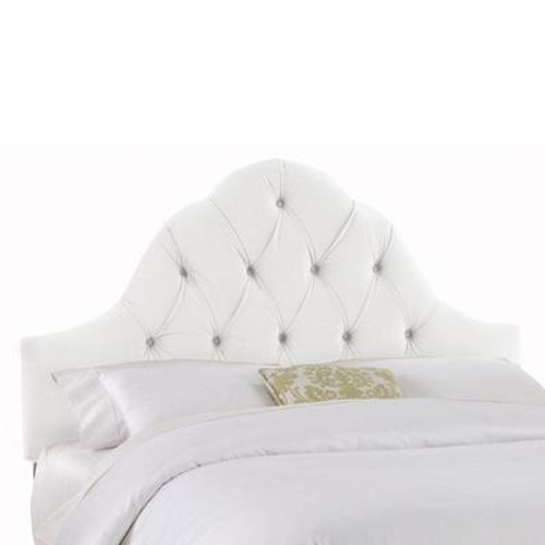 Upholstered Full Headboard in Velvet White