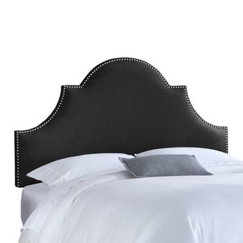 Upholstered California King Headboard in Linen Black