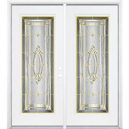 64''x80''x6 9/16'' Providence Brass Full Lite Left Hand Entry Door with Brickmould