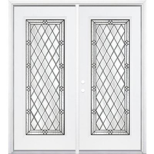 72''x80''x6 9/16'' Halifax Antique Black Full Lite Right Hand Entry Door with Brickmould