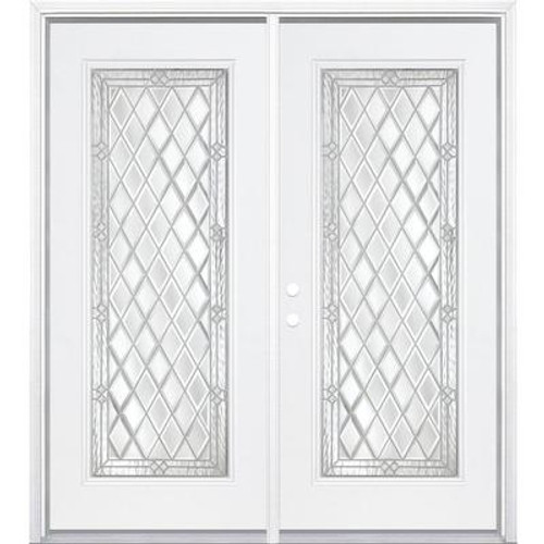 68''x80''x4 9/16'' Halifax Nickel Full Lite Right Hand Entry Door with Brickmould