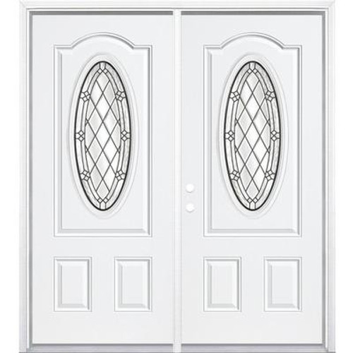 72''x80''x4 9/16'' Halifax Antique Black 3/4 Oval Lite Right Hand Entry Door with Brickmould