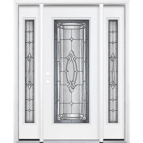 65''x80''x6 9/16'' Providence Antique Black Full Lite Right Hand Entry Door with Brickmould