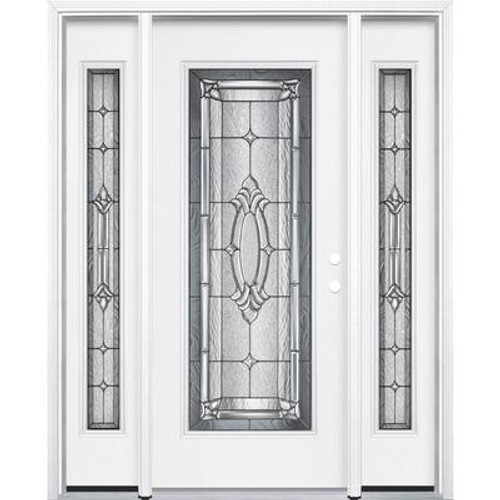 69''x80''x6 9/16'' Providence Antique Black Full Lite Left Hand Entry Door with Brickmould