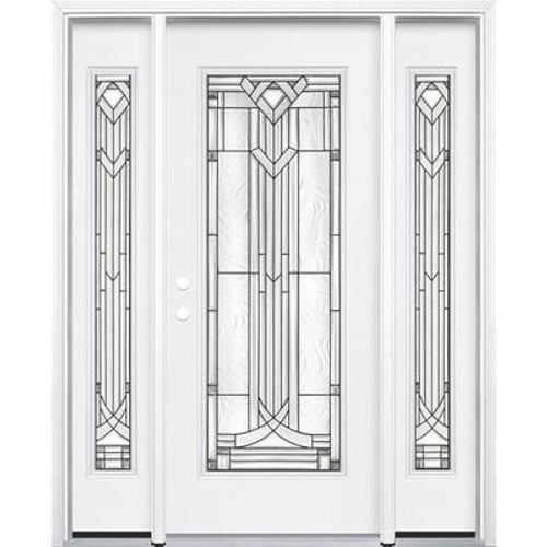 67''x80''x6 9/16'' Chatham Antique Black Full Lite Right Hand Entry Door with Brickmould