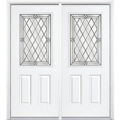 68''x80''x6 9/16'' Halifax Antique Black Half Lite Left Hand Entry Door with Brickmould