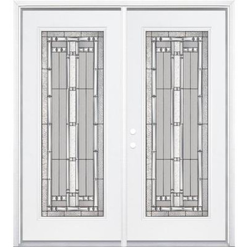 68''x80''x4 9/16'' Elmhurst Antique Black Camber Full Lite Right Hand Entry Door with Brickmould